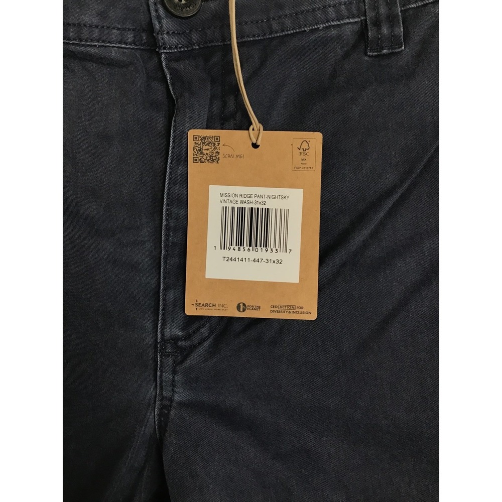 Toad & Co Men's Nightsky Vintage Wash Regular Fit Mission Ridge Pant‎ NWT 31x32 - Picture 5 of 8